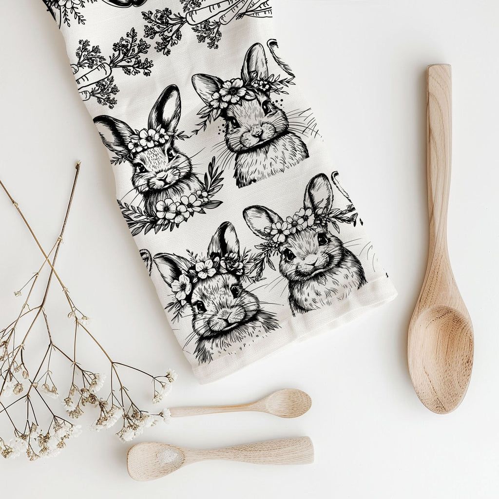 B&W Bunnies Towel