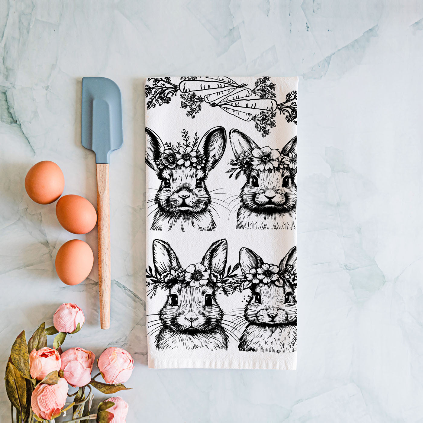 B&W Bunnies Towel