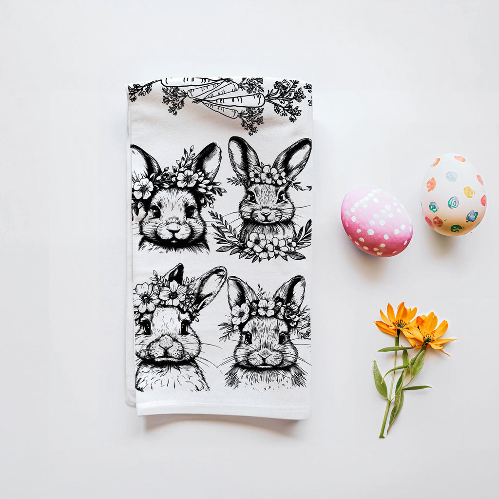 B&W Bunnies Towel