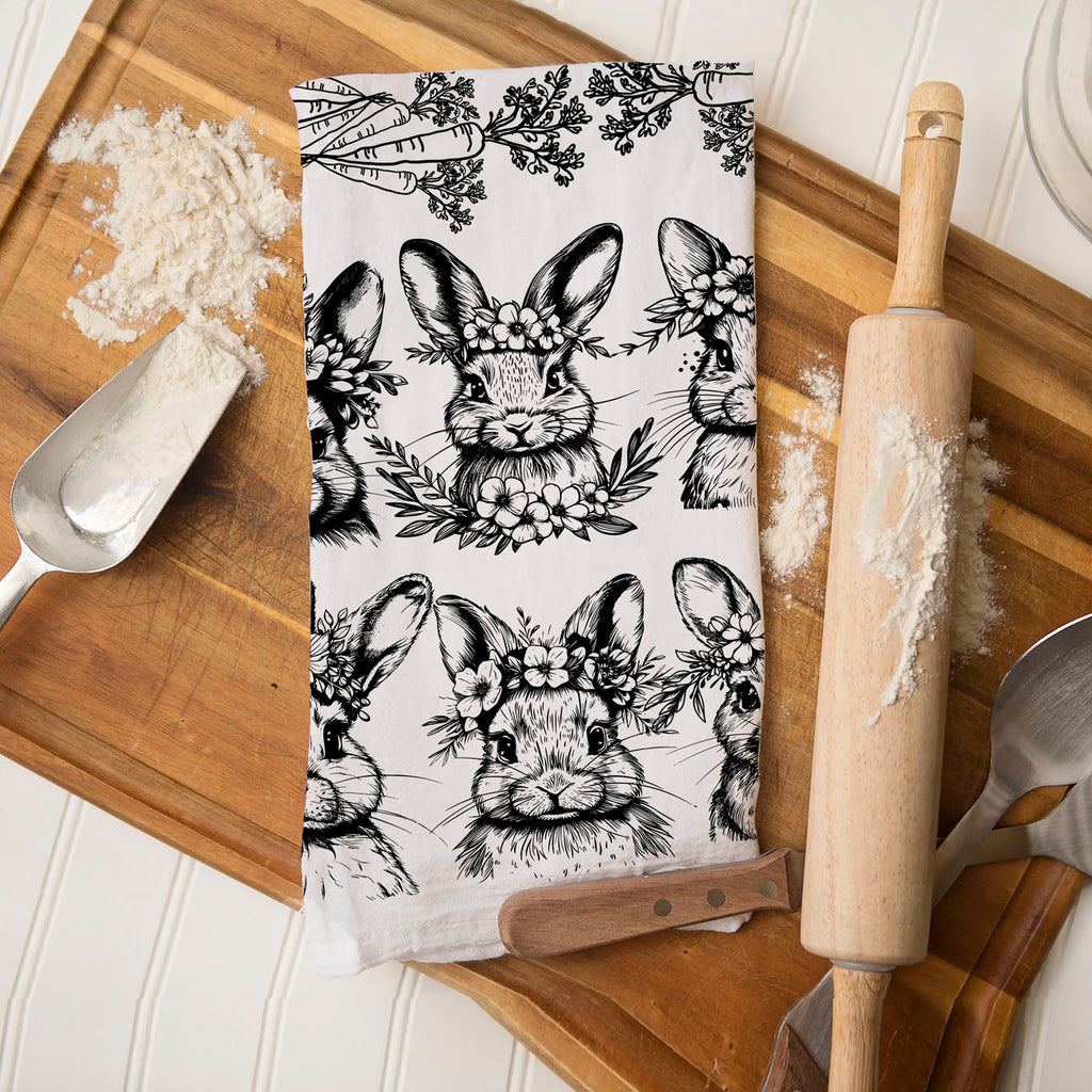 B&W Bunnies Towel