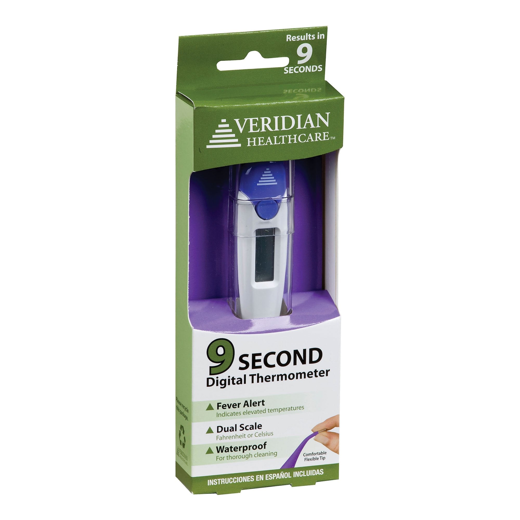 Veridian 9-Piece 9-Second FLEX-TIP Digital Thermometers with Display 08-359-9