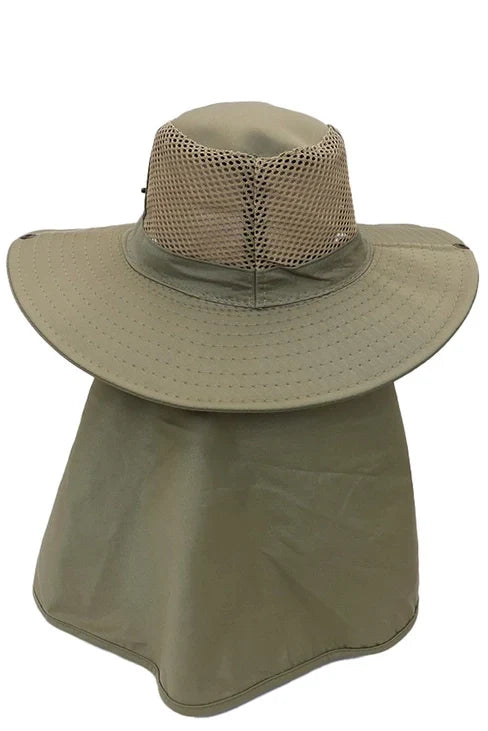 Fisherman Hat with Extra Wide Neck Cover|OLIVE