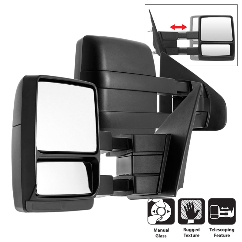 SPYDER Xtune Pair Ford Superduty 04-14 Manual Telescoping Mirrors MIR-FF15004-MA-SET 9935350