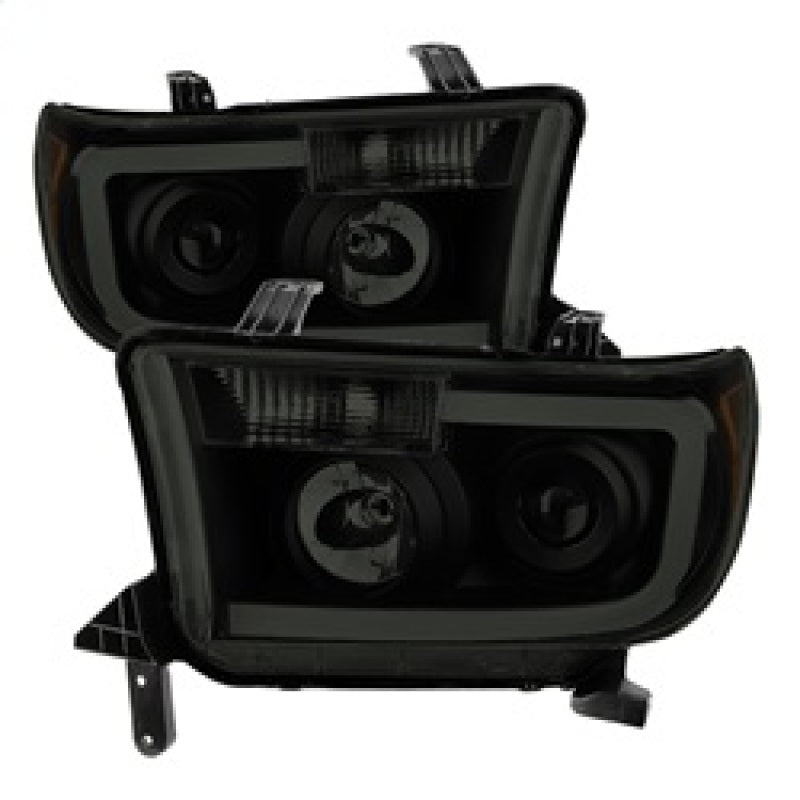 SPYDER Xtune Toyota Tundra 07-13 LED Light Bar Projector Headlights Black Smoked PRO-JH-TTU07-LED-BSM 9030413