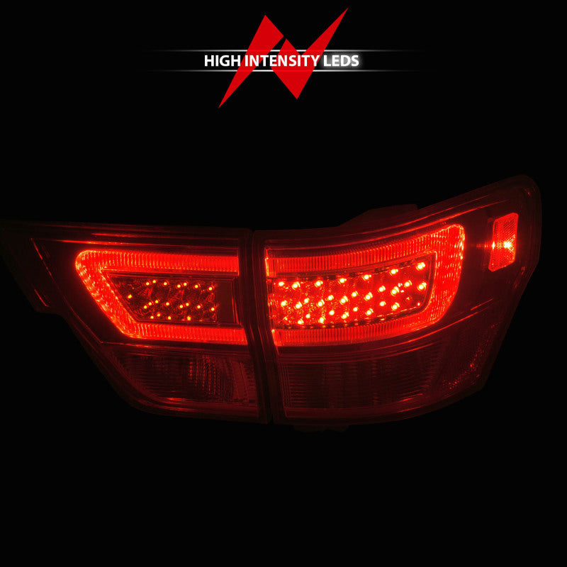ANZO 11-13 Jeep Grand Cherokee LED Taillights w/ Lightbar Chrome Housing Red/Clear Lens 4pcs 311442