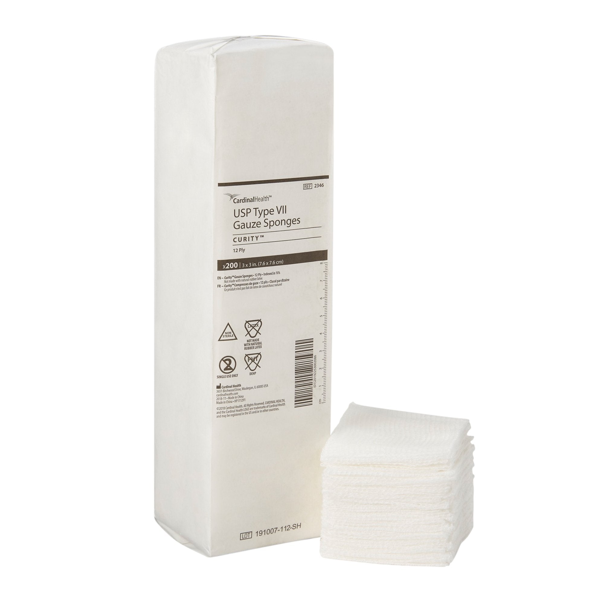 Curity™ USP Type VII Gauze Sponge, 3 x 3 Inch, 12-Ply 2346-