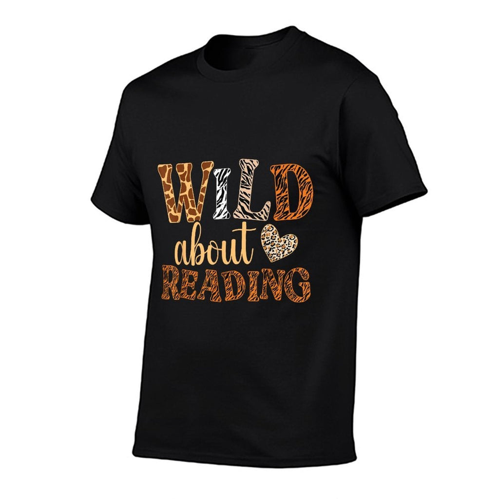 Wild About Reading Books - Bookworm Library Day Teacher  Ribbed Collar T-Shirt