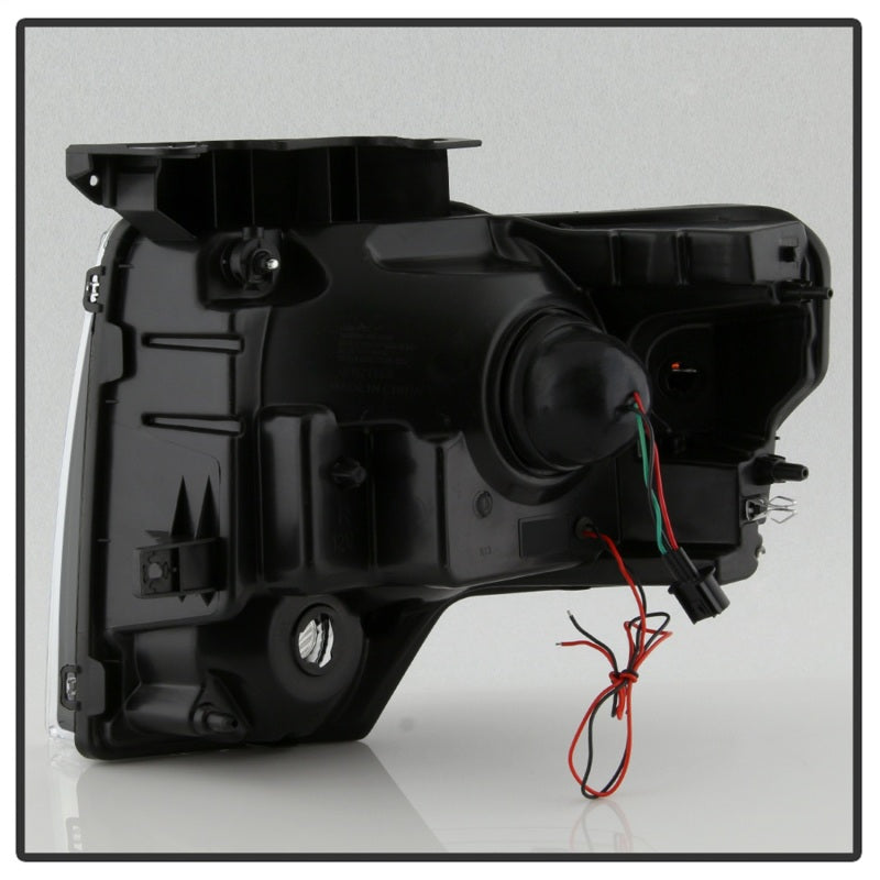 SPYDER xTune Ford F150 Projector Headlights - Light Bar DRL - Black PRO-JH-FF15009-LBDRL-BK 9037252