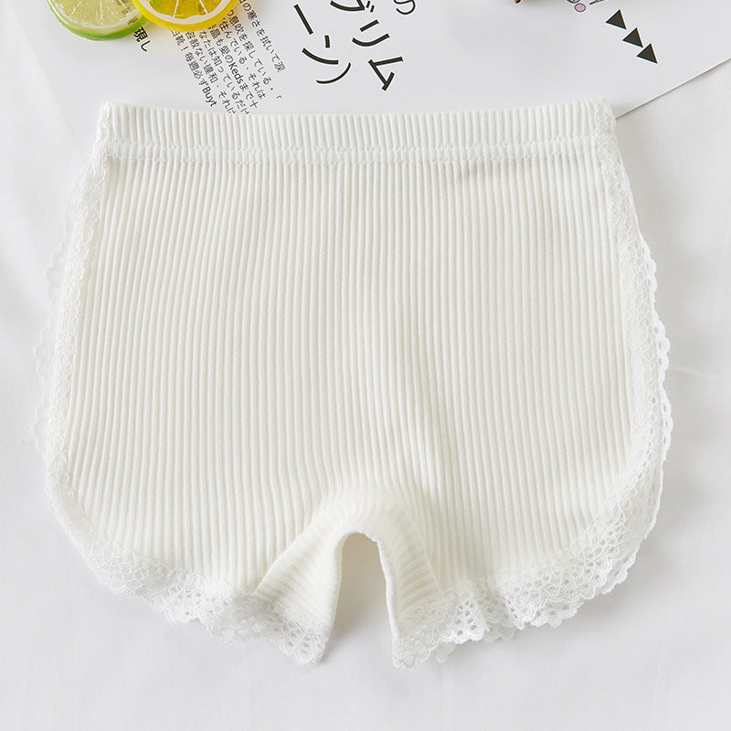 Anti-Exposure Crotch-Lined Pure Cotton Lace Summer Girls Safety Pants