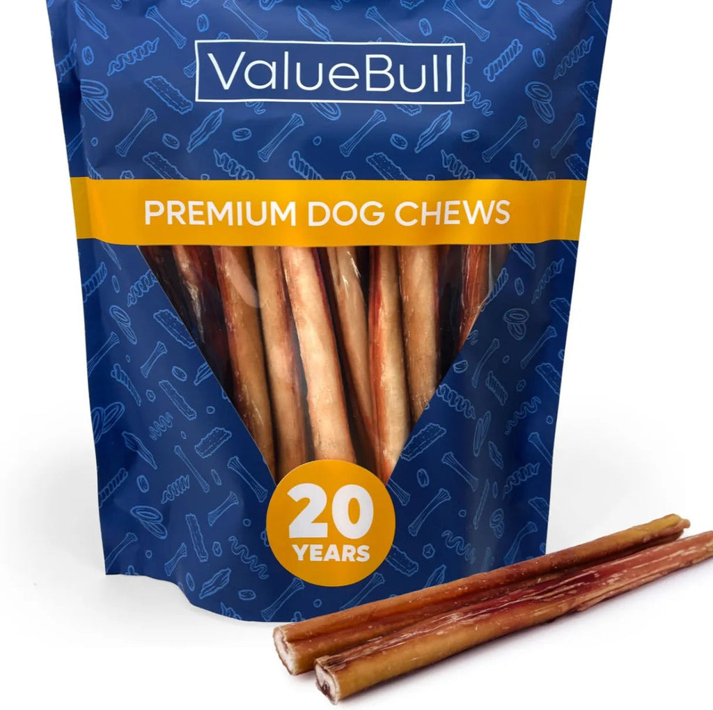 ValueBull Bully Sticks for Large Dogs, Jumbo 12 Inch, 25 Count