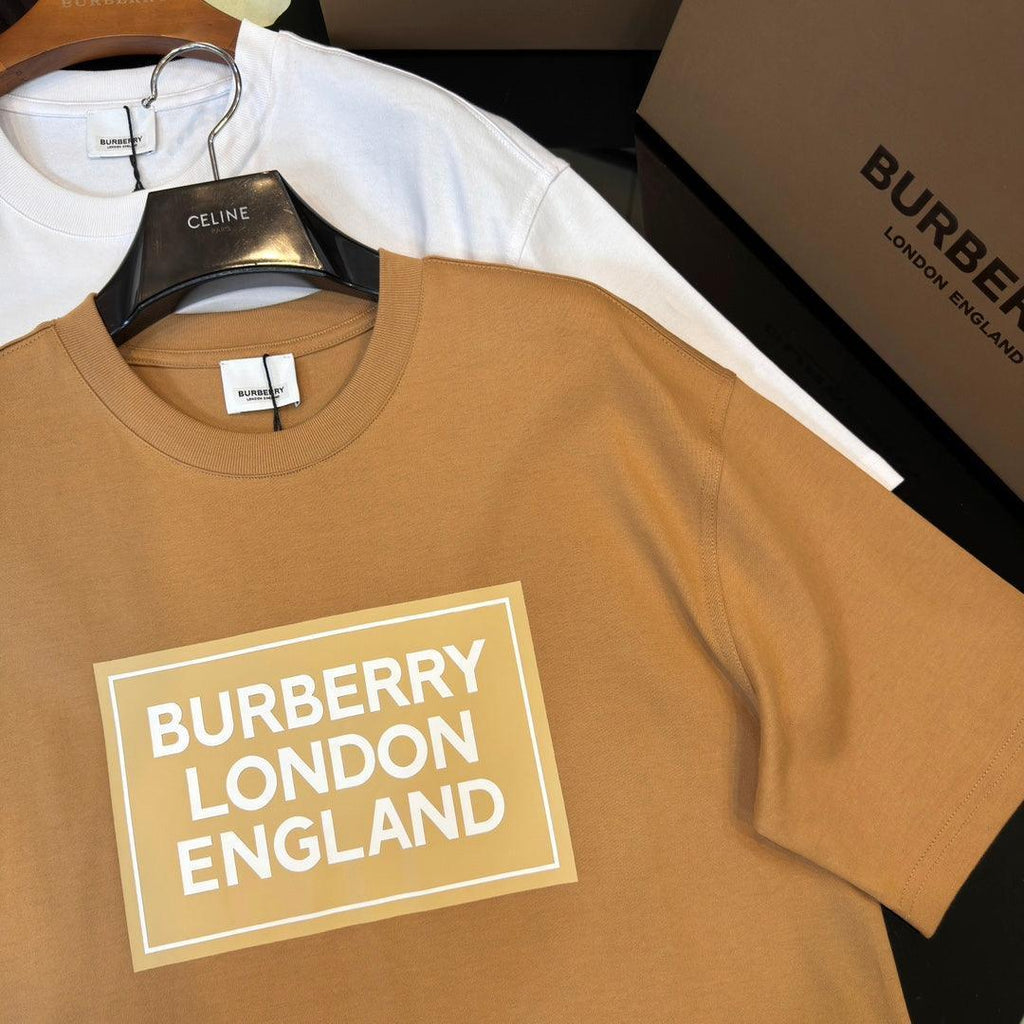 Burberry Brown & Beige T-Shirt Without Collar