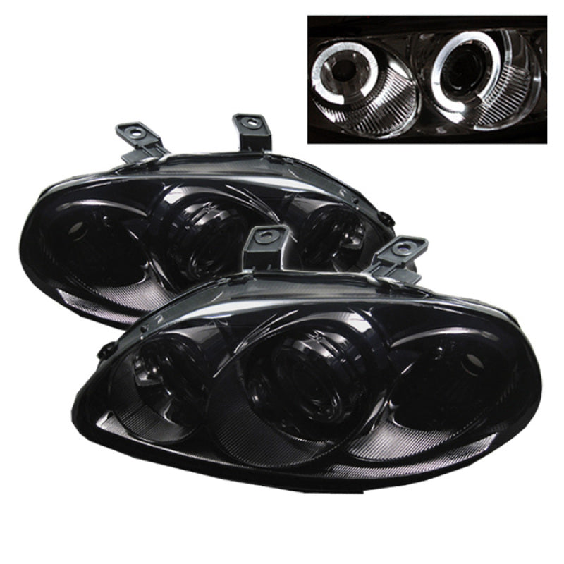 SPYDER Honda Civic 96-98 Projector Headlights LED Halo Amber Reflctr Smke PRO-YD-HC96-AM-SMC 5010926