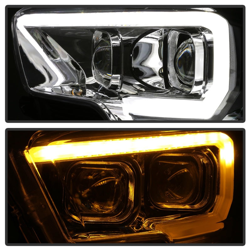 SPYDER xTune 16-18 Toyota Tacoma SR/SR5 DRL Proj Headlights w/Turn Signal - Chrm (PRO-JH-TTA16-SR-C) 9043017