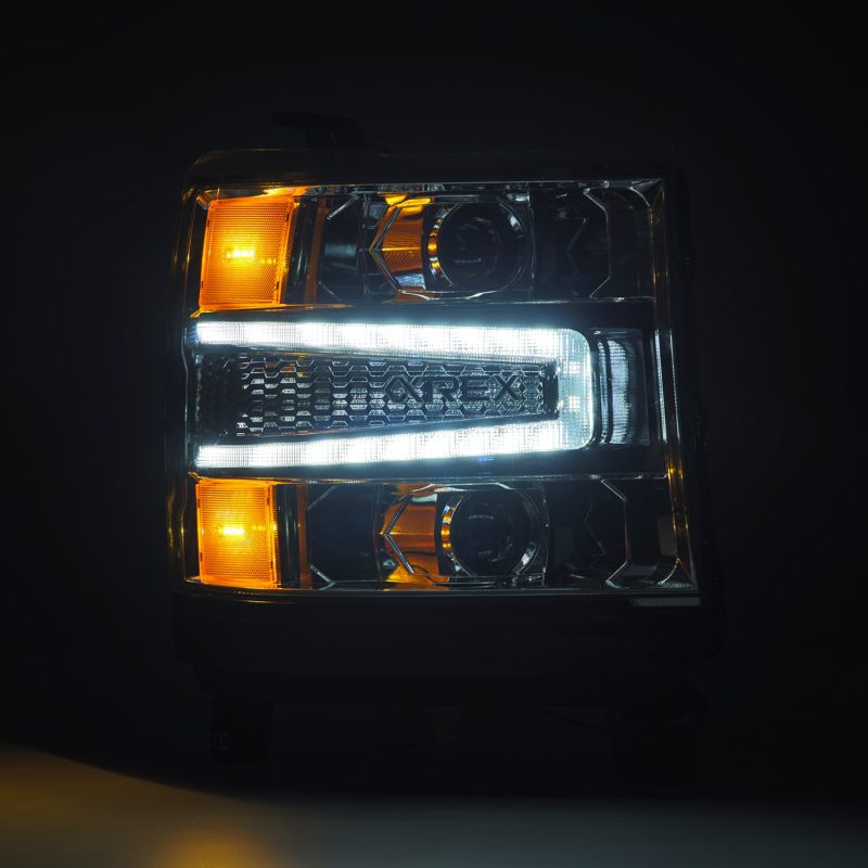AlphaRex 16-18 Chevy 1500HD LUXX LED Proj Headlights Chrome w/Seq Actv Lgt / Seq Sig (Req PN 810023) 880235 *Discontinued