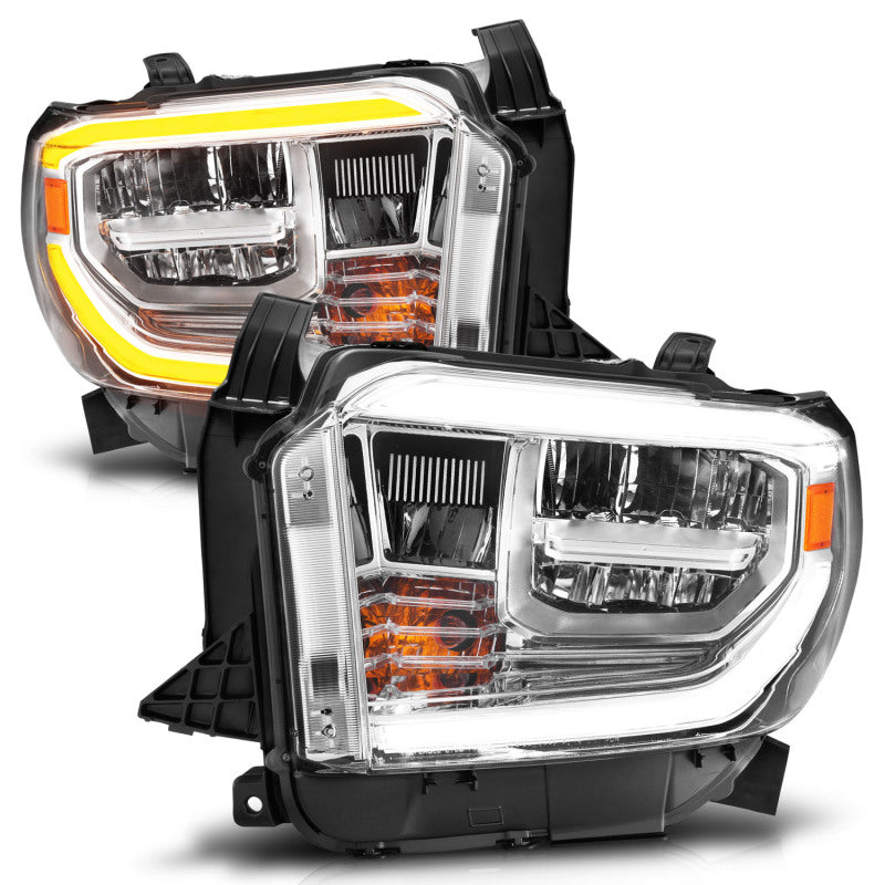 ANZO 2014-2021 Toyota Tundra LED Crystal Headlights w/ Switchback Chrome Housing w/ DRL 111534