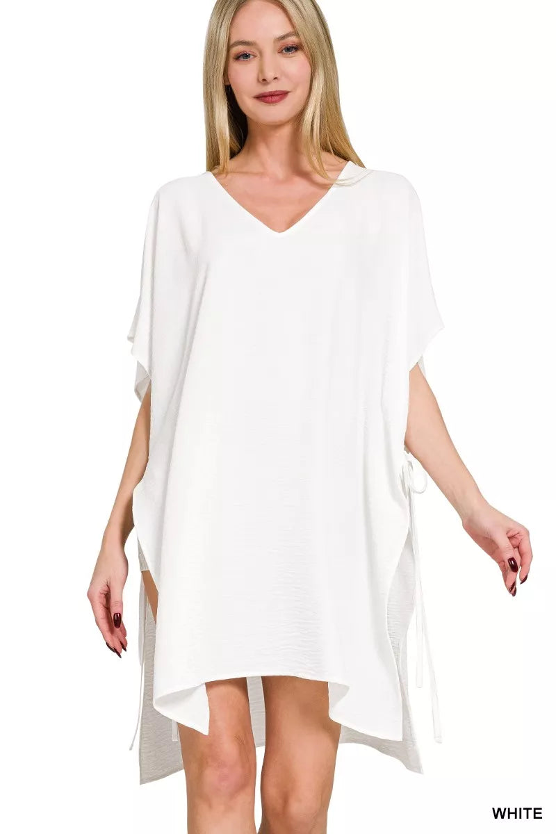 Zenana Woven Airflow Tie Side Cover Up