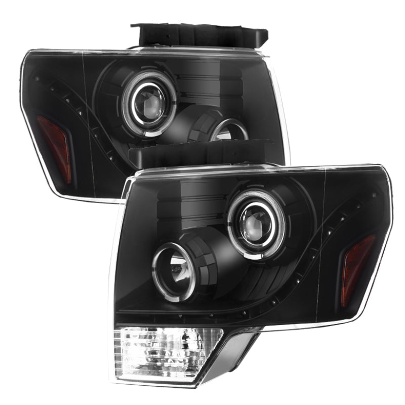 SPYDER Xtune Ford F150 09-14 Projector Headlights Halogen Model Only LED Halo Black PRO-JH-F15009-LED-BK 5079930