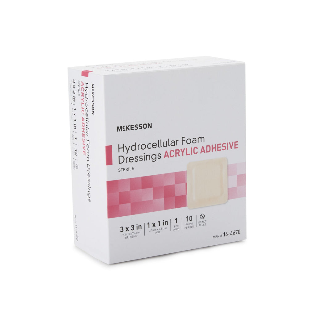 McKesson Adhesive Foam Dressing with Border, 3 x 3 Inch 16-4670