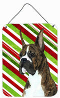 Boxer Candy Cane Holiday Christmas Wall or Door Hanging Prints Aluminum Metal Sign Kitchen Wall Bar Bathroom Plaque Home Decor Front Door Plaque, 12x16, Multicolor