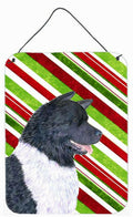 Akita Candy Cane Holiday Christmas Wall or Door Hanging Prints Aluminum Metal Sign Kitchen Wall Bar Bathroom Plaque Home Decor Front Door Plaque, 12x16, Multicolor