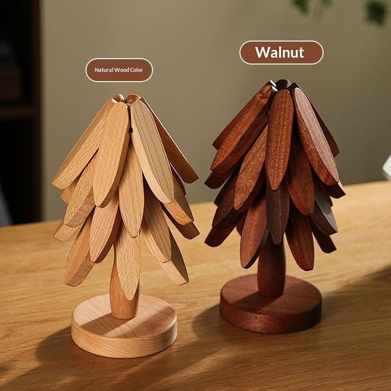 Tree Design Stand Wooden Trivets Decorative Anti Scald Heat Resistant Table Mat Coaster Wood Placemats Pot Table Heat Insulation Pad