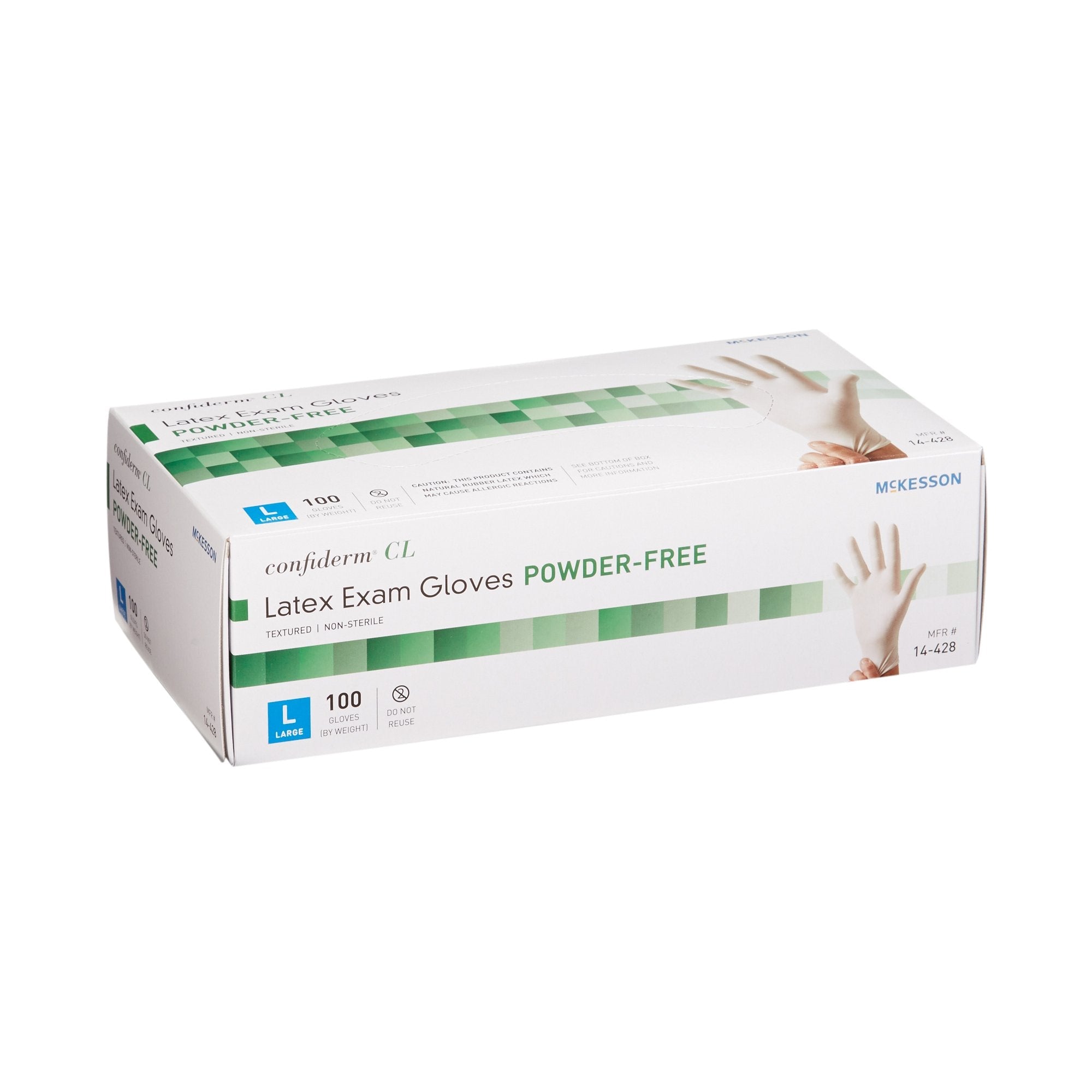 McKesson Confiderm® CL Latex Exam Glove, Large, Ivory 14-428