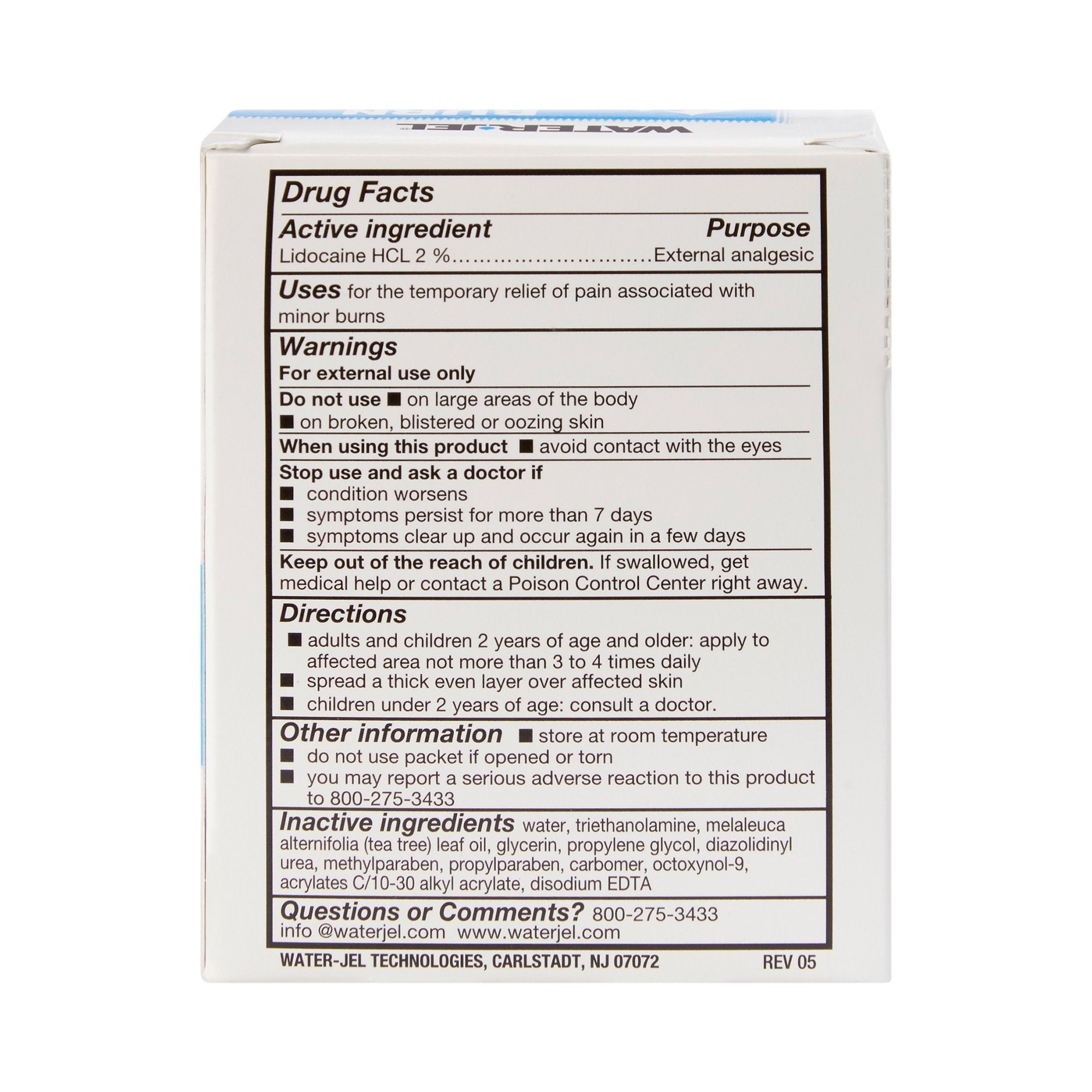 Water Jel® Burn Jel® Lidocaine Burn Relief 600U-1.00.000