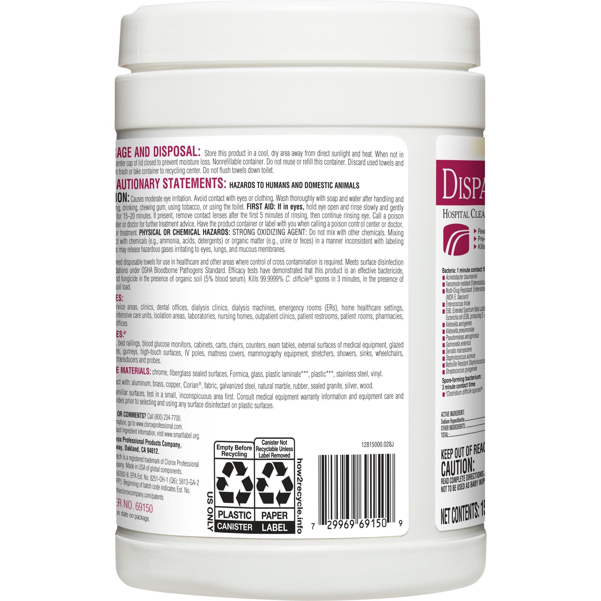 Dispatch® Surface Disinfectant Cleaner with Bleach, Canister 69150