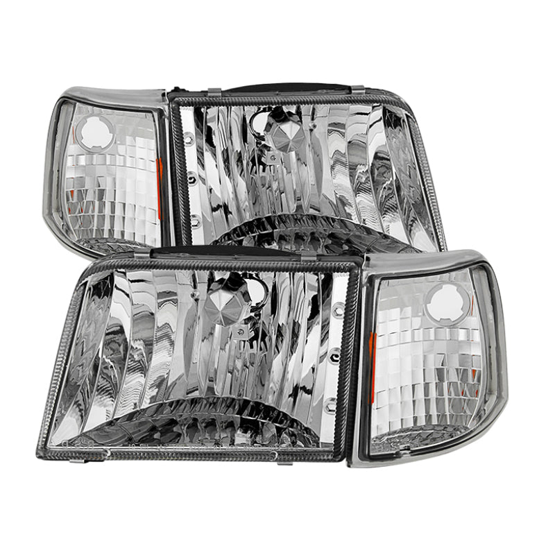 SPYDER Xtune Ford Ranger 93-97 Crystal Headlights w/ Corner Lights 4pcs Sets Chrome HD-JH-FR93-SET-C 9029370