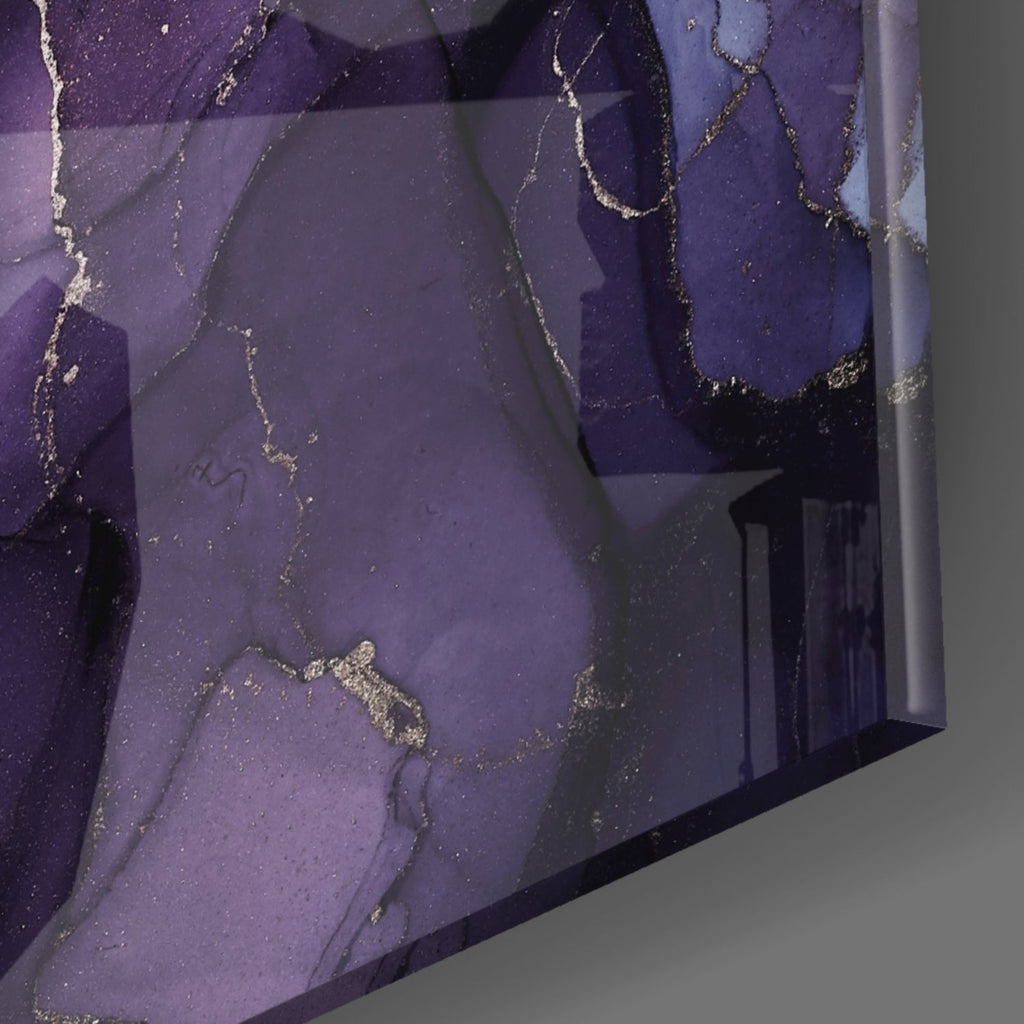 Purple Lavender Gold Ink Glass Wall Art
