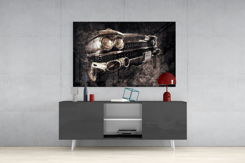 Vintage Chrome Car Grille Smoke Glass Wall Art