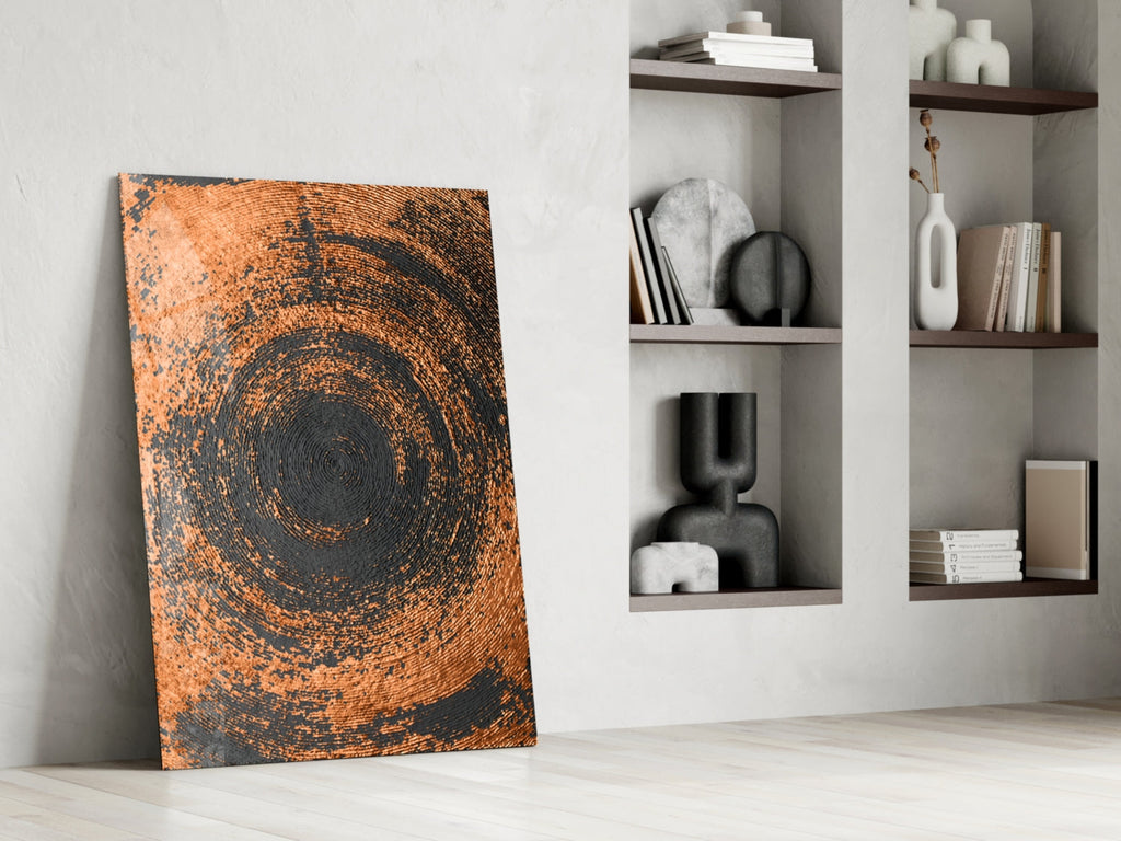 Copper Spiral Swirl Glass Wall Art