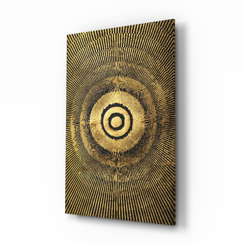 Black Gold Radiant Circle Glass Wall Art