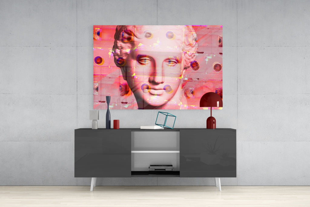 Pink Vaporwave Venus Glass Wall Art