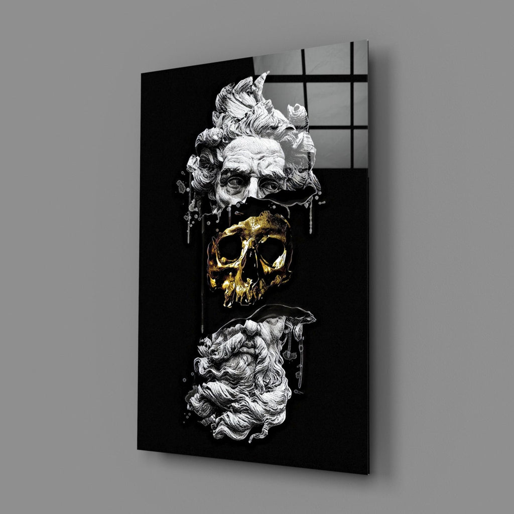 Marble Bust With Gold Skull Glass Wall Art