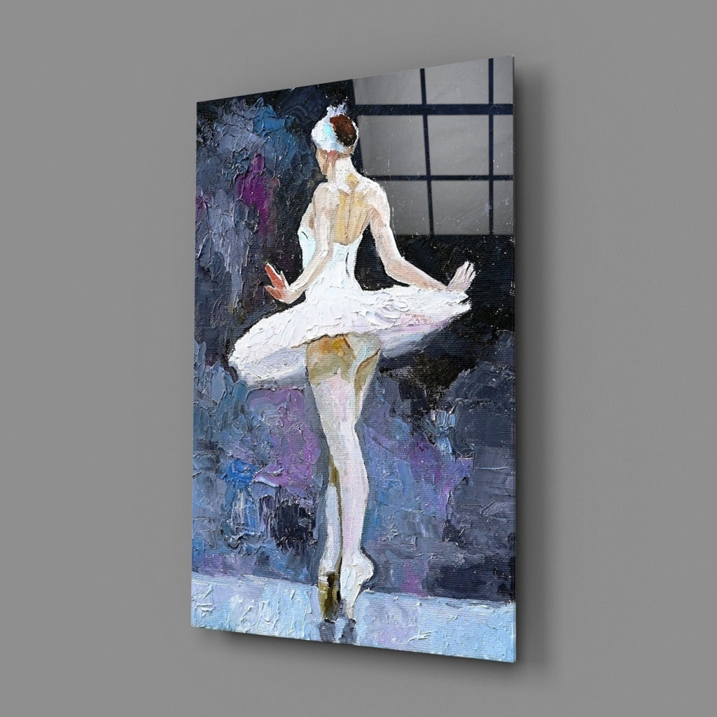 Palette Knife White Tutu Ballerina Glass Wall Art