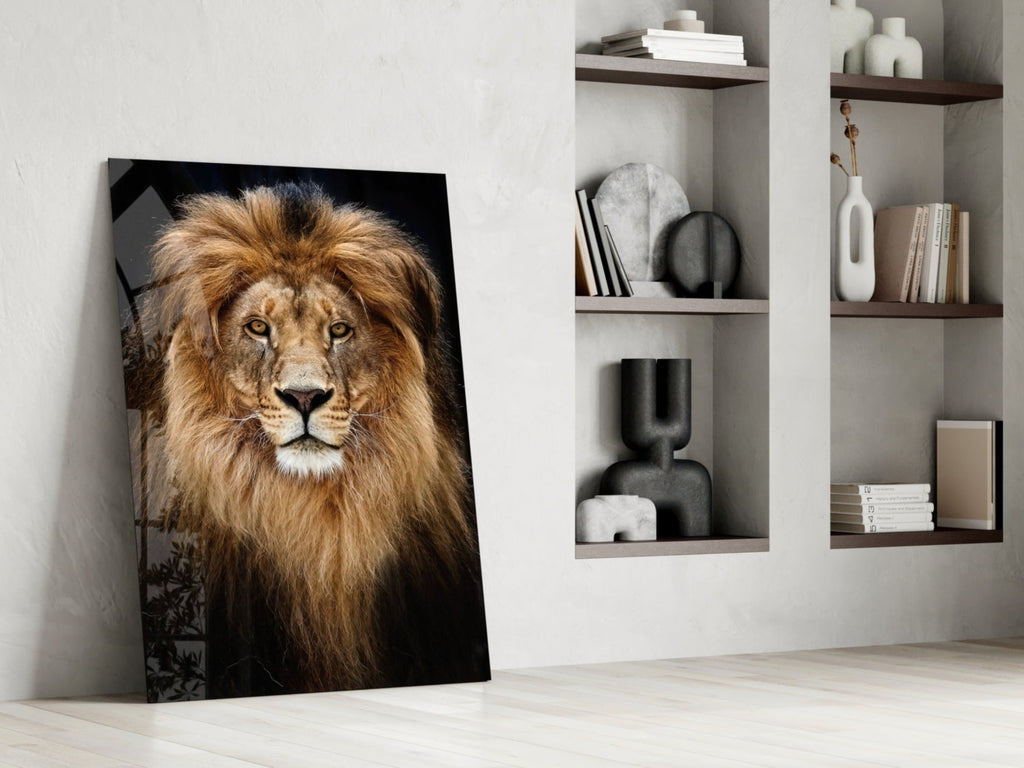 Majestic Windswept Mane Lion Glass Wall Art