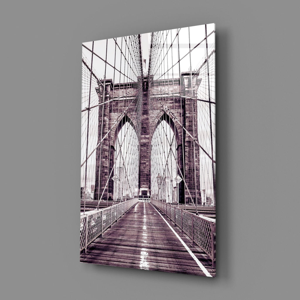 Purple Bridge Walkway View Glass Wall Art