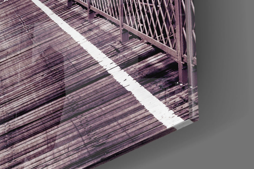 Purple Bridge Walkway View Glass Wall Art