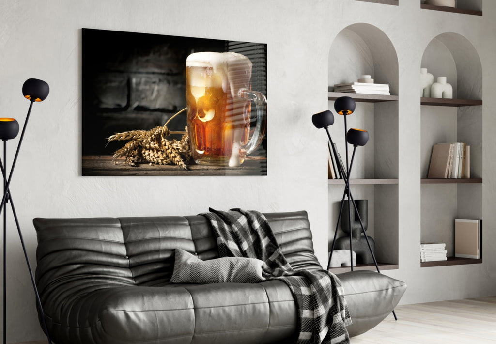 Frothy Mug And Wheat Ears Beer Glass Wall Art