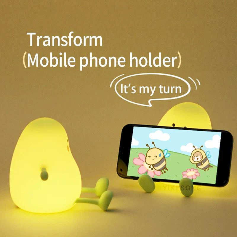 Capybara & Mango LED Night Light for Kids — Touch Sensor Rechargeable USB Dimmable RGB Lamp with Timer - PhishStones Products