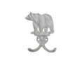 Whitewashed Cast Iron Black Bear Decorative Metal Wall Hooks 5.5""