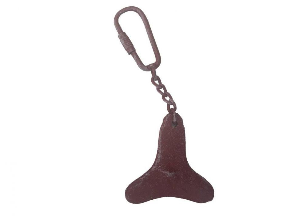 Red Whitewashed Cast Iron Propeller Key Chain 5""