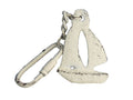 Whitewashed Cast Iron Sailboat Key Chain 5""