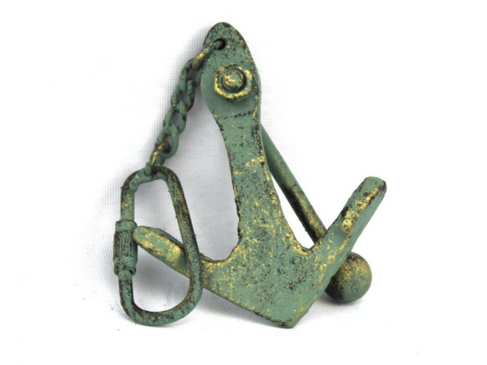 Antique Bronze Cast Iron Anchor Key Chain 5""