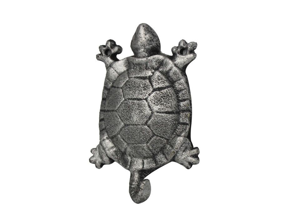 Rustic Silver Cast Iron Turtle Hook 6""