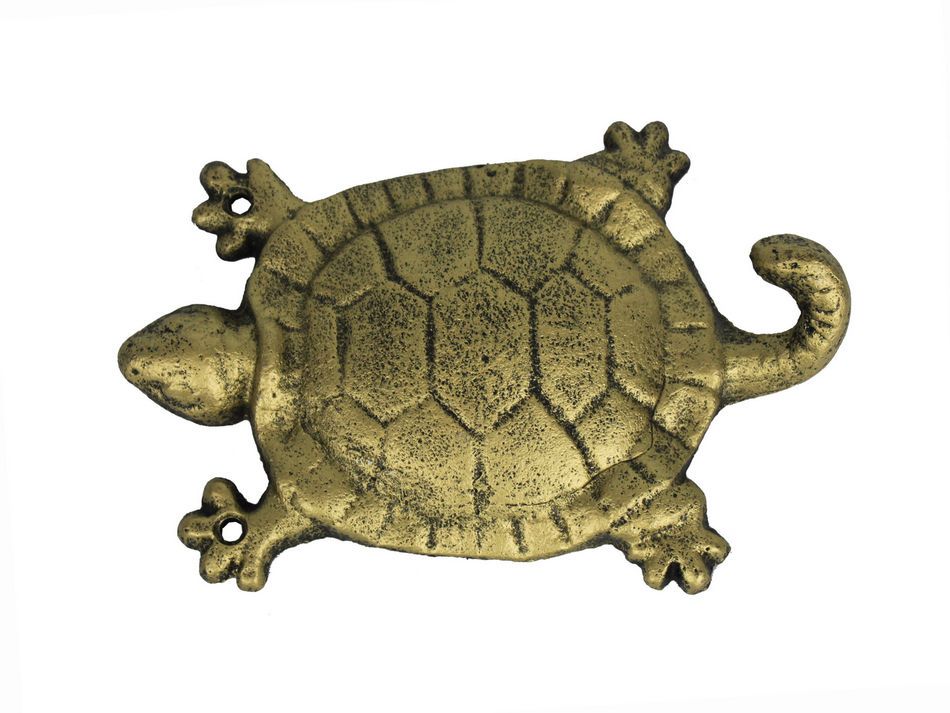 Rustic Gold Cast Iron Turtle Hook 6""