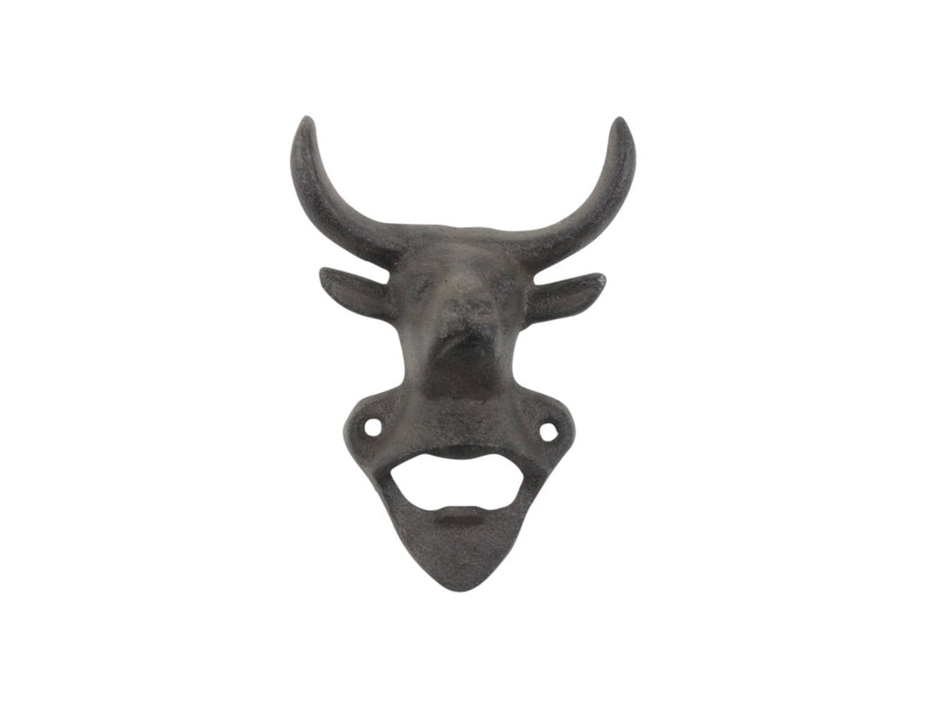 Cast Iron Bull Head Wall Mounted Bottle Opener 6""