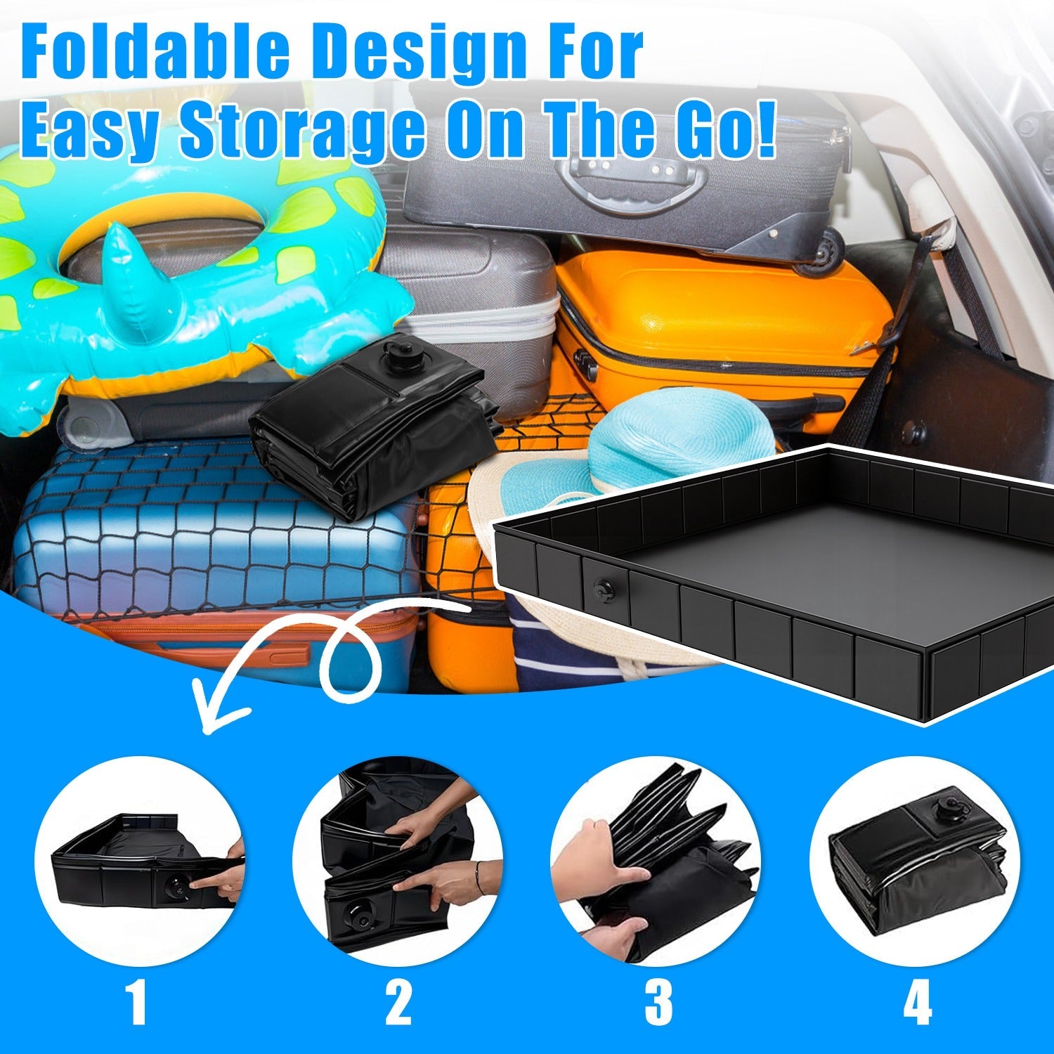 41x41x5.5in Portable Shower Pan Foldable Shower Basin Collapsible Camping Shower Tent Base with Detachable Drain Pipe for Indoor & Outdoor
