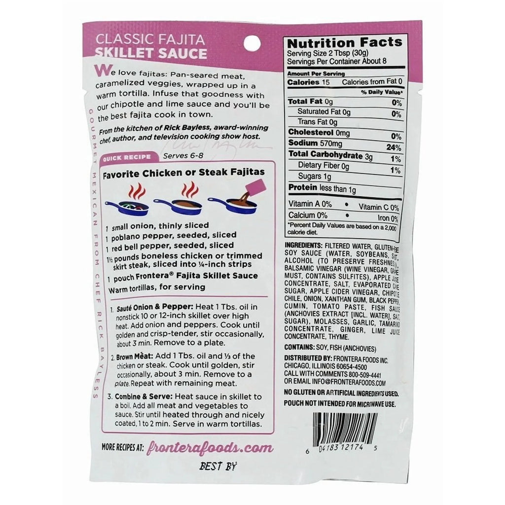 Frontera Classic Fajita Skillet Sauce with Chipotle & Lime, Gluten-Free, 8 oz, Case of 6